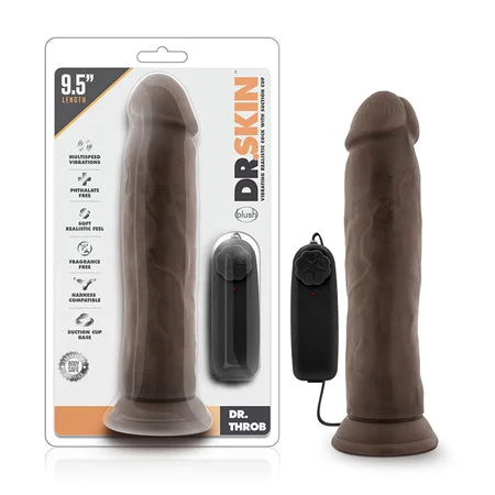 penis-skin-protection-tips-Blush Dr. Skin Dr. Throb Realistic 9.5 in. Vibrating Dildo with Suction Cup Brown