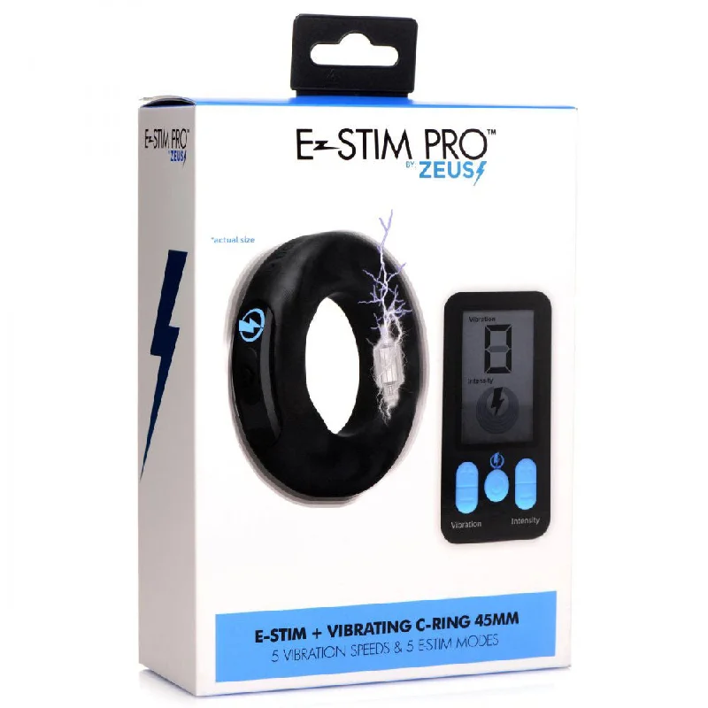 cock ring strong feel-E-Stim and Vibrating Silicone Cock Ring 45mm With  Remote Control - Black