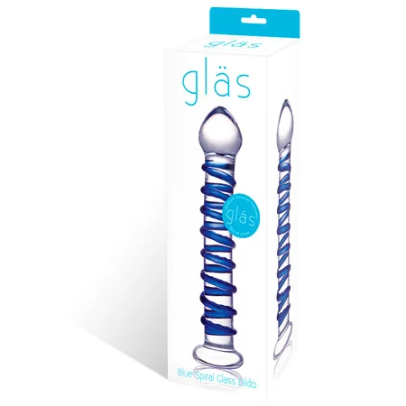 penis-exercise-benefits-myths-Glas 7.5 in. Blue Spiral Glass Dildo