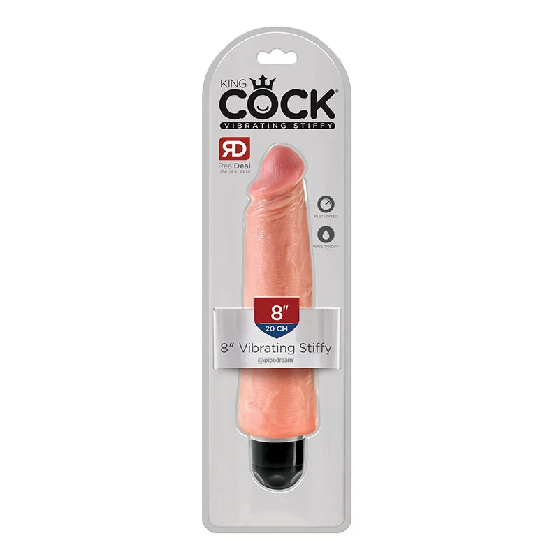 cock ring deep comfort-King Cock 8 inches Vibrating Stiffy Beige