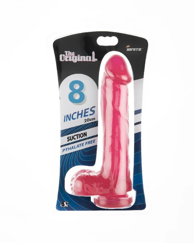 cock ring deep grip-Si-20512 8in COCK W/BALLS W/SUCTION-RED