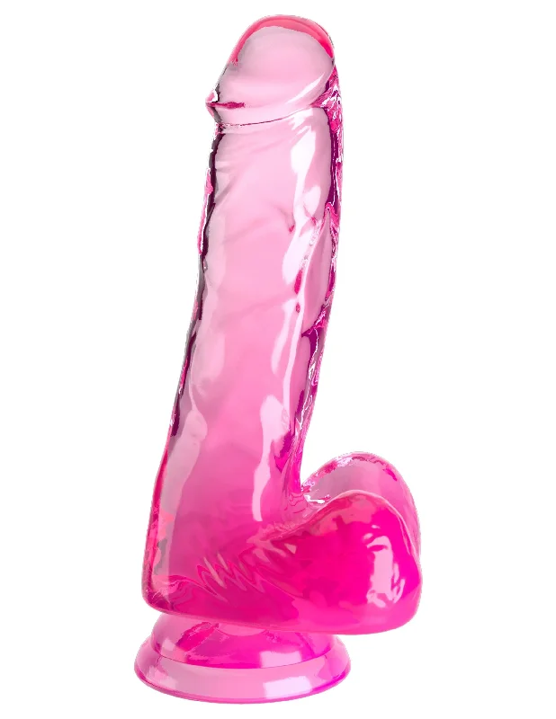 cock ring sleek comfort-King Cock Clear 6 Inch With Balls - Pink