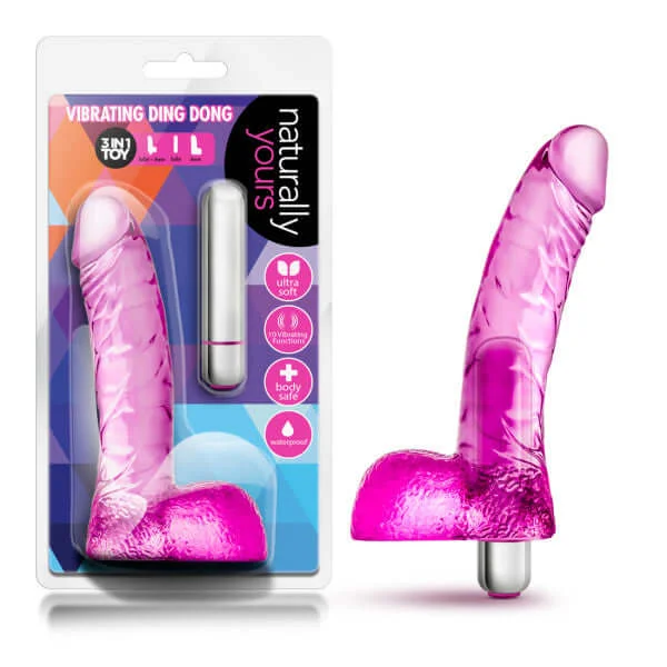 penis-enlargement-truth-revealed-Naturally Yours Vibrating Ding Dong Pink Realistic Dildo