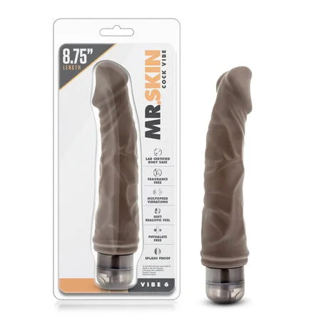 penis-care-for-active-men-Blush Dr. Skin Vibe 6 Realistic 8.75 in. Vibrating Dildo Brown