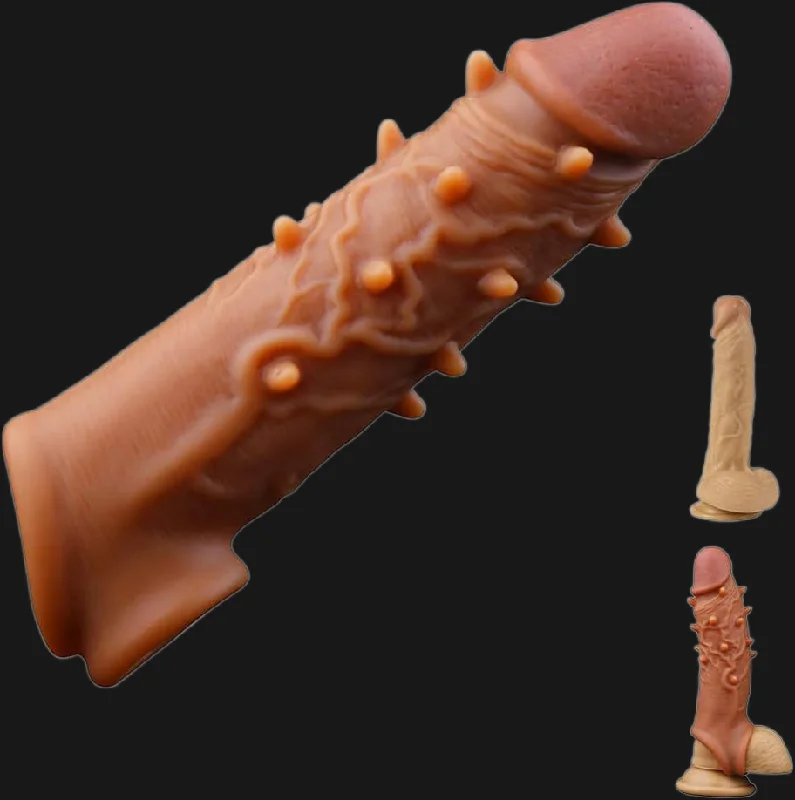 cock ring deep fit-Fantasy Penis Sleeve Sex Toys for Men - Knots Silicone Cocksleeve Sheath Extender