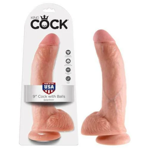 penis-size-statistics-worldwide-Pipedream King Cock Realistic Dildo with Balls and Suction Cup Mount Base 9 inch Flesh