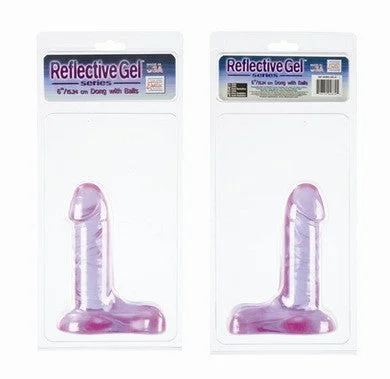 penis-care-during-summer-Reflective Gel Dong With Balls 6-inch - Purple