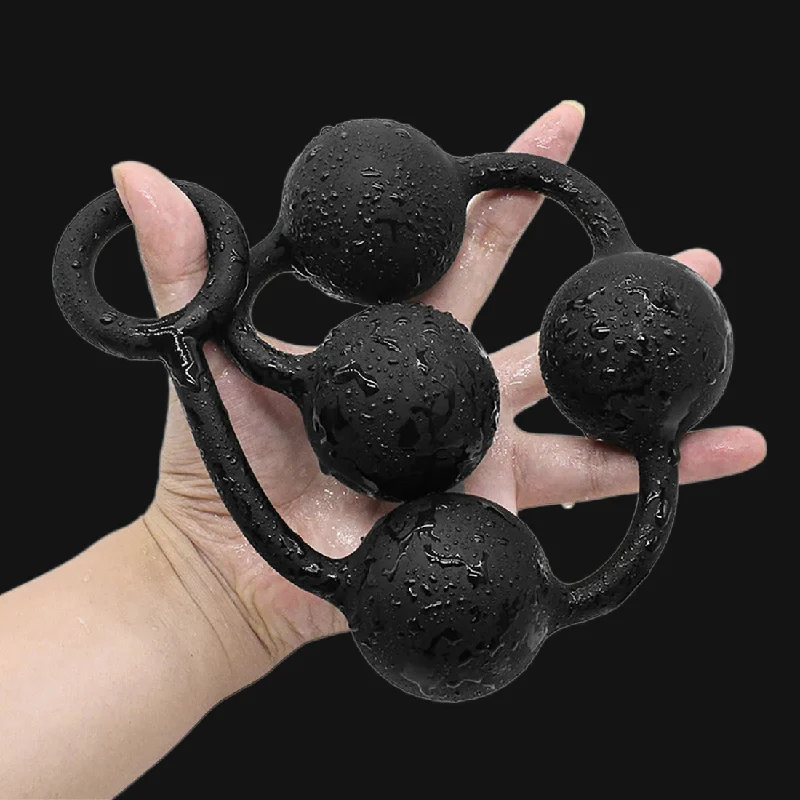 anal toys for intimate bliss-Big Anal Beads Butt Plug - Soft Silicone Black Dildo Sex Toys for Men Women