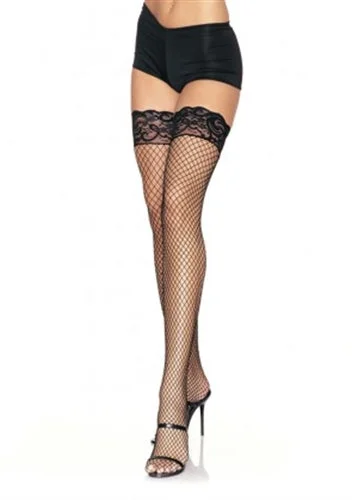 cozy bralette black-Industrial Net Stay Up Thigh Highs - One Size - Black