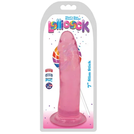 how-to-assess-penis-health-Curve Toys Lollicock Slim Stick 7 in. Dildo with Suction Cup Cherry Ice