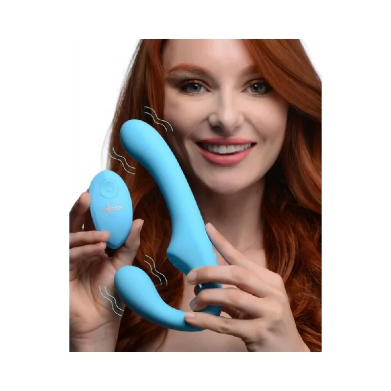 cock ring instant style-10x Vibrating Silicone Strapless Strap-on - Blue