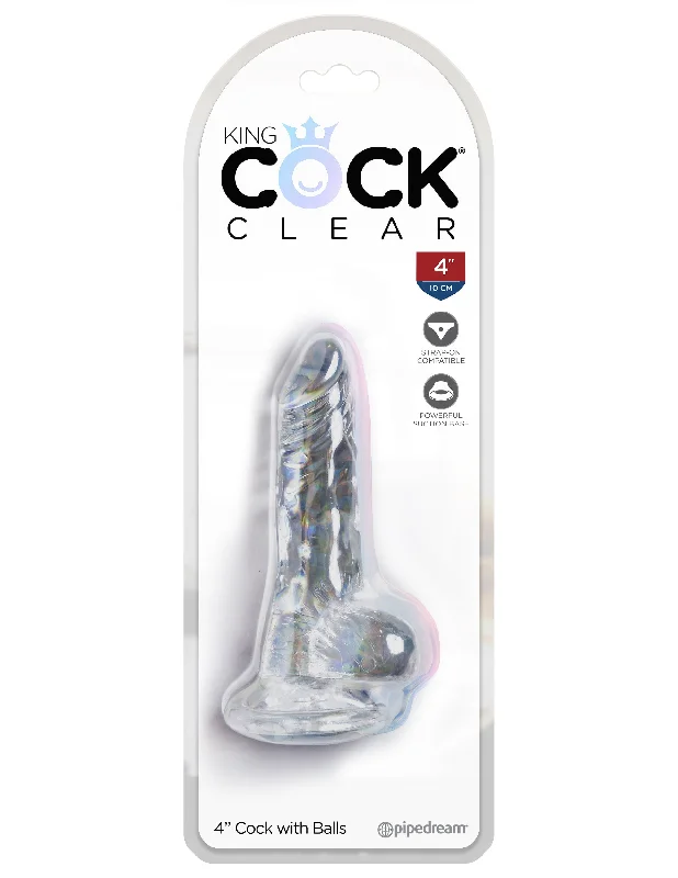 cock ring solid feel-King Cock Clear 4 Inch Cock With Balls