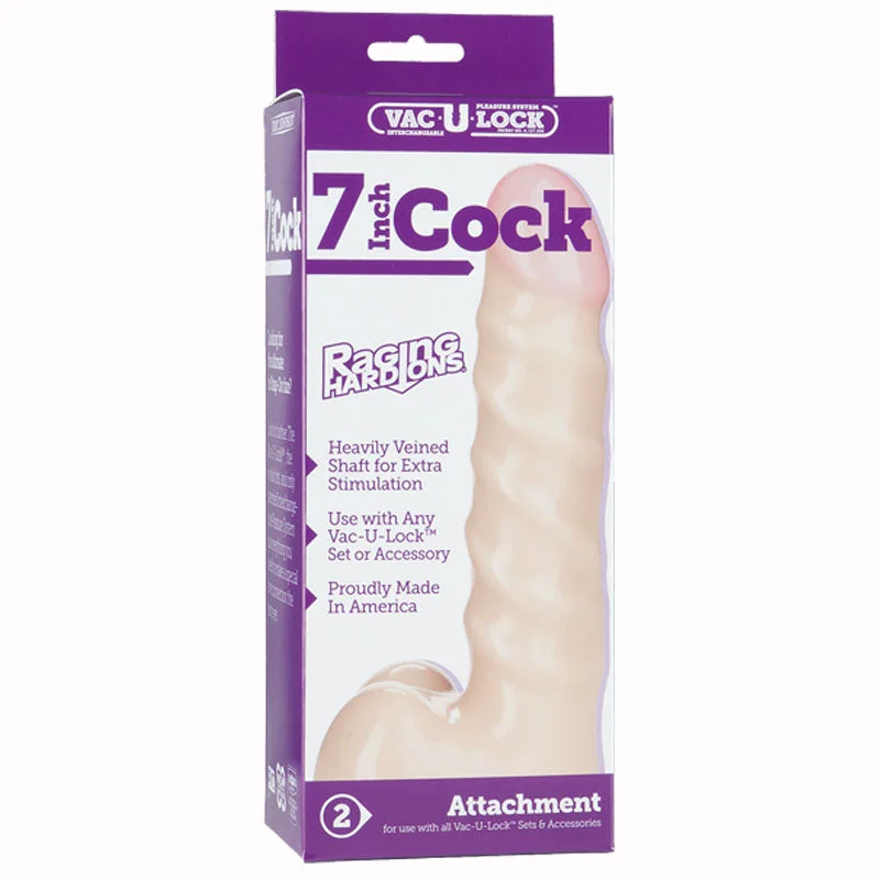 cock ring elite comfort-Vac-U-Lock 7" Raging Hard-Ons Cock - Beige