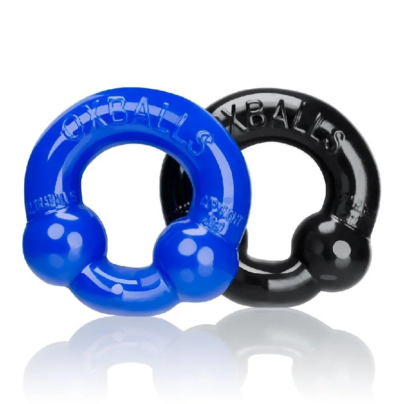 anal toys for newbie bliss-Ultraballs 2 Pk Cockring Black And Police Blue