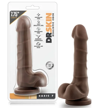 penis-nerve-repair-tips-Blush Dr. Skin Basic 7 Realistic 7.75 in. Dildo with Balls & Suction Cup Brown