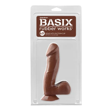 penis-infection-signs-early-Pipedream Basix Rubber Works 6.5 in. Dong With Balls & Suction Cup Brown