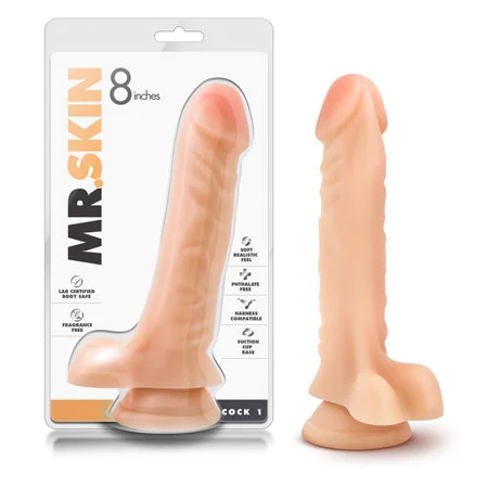 penis-size-comparison-facts-Blush Dr. Skin Cock 1 Realistic 9 in. Dildo with Balls & Suction Cup Beige