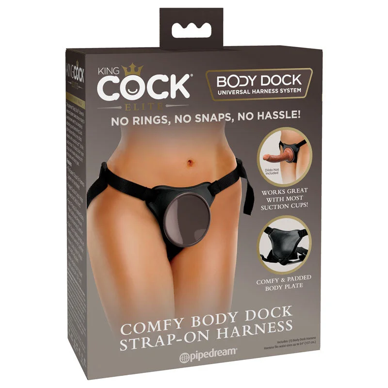 cock ring instant style-King Cock Elite Comfy Body Dock Strap-On Harness - Black Adjustable Strap-On Harness (No Probe Included)