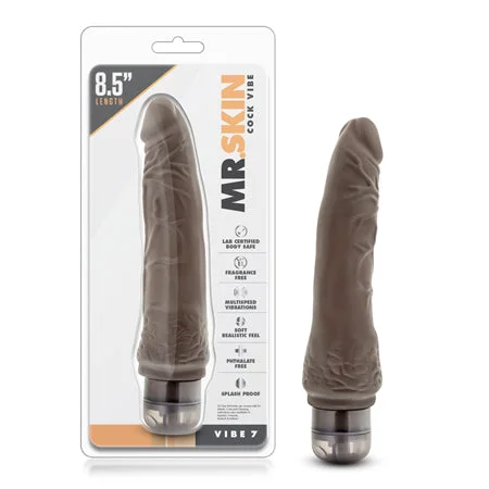 penis-pain-solutions-natural-Blush Dr. Skin Vibe 7 Realistic 8.5 in. Vibrating Dildo Brown