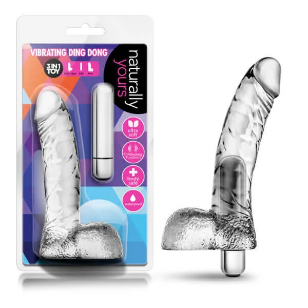 penis-care-during-summer-Naturally Yours Vibrating Ding Dong Clear Realistic Dildo