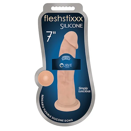 penis-care-for-athletes-Curve Toys FLESHSTIXXX  7 in. Posable Silicone Dildo with Suction Cup Beige