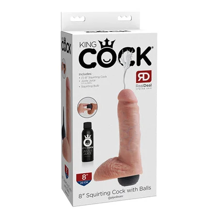 penis-pain-during-sleep-Pipedream King Cock 8 in. Squirting Cock With Balls Realistic Dildo Beige