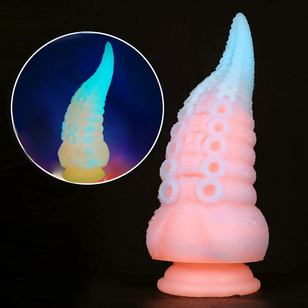 anal toys with portable pouch-New Luminous Silicone Octopus Tentacles Huge Anal Dildos for Women Glowing Anal Plug Prostate Massage Buttplug Sex Toys Product