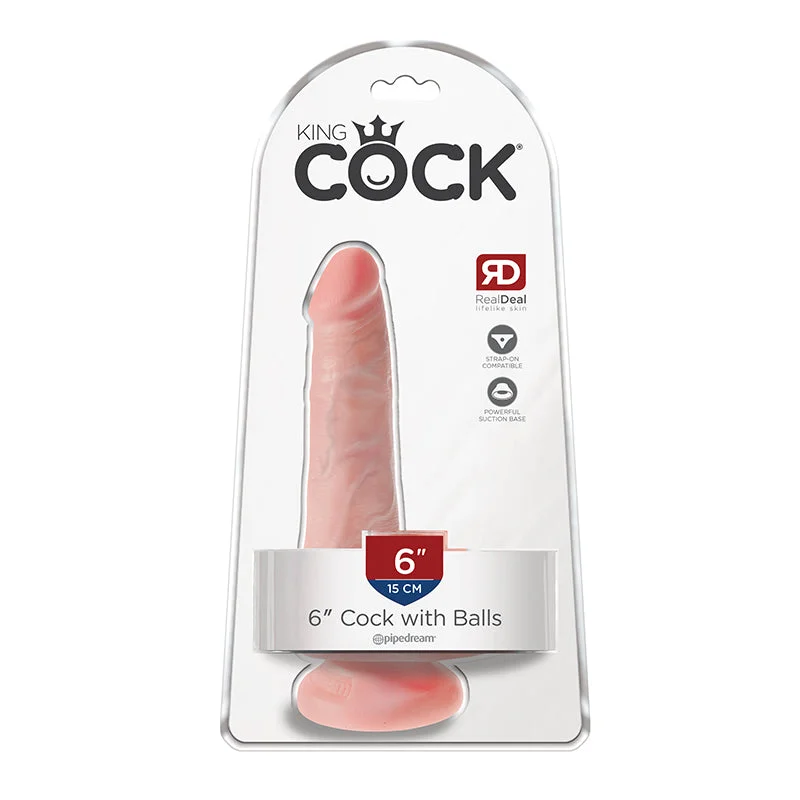 cock ring fine style-King Cock 6in Cock With Balls - Flesh