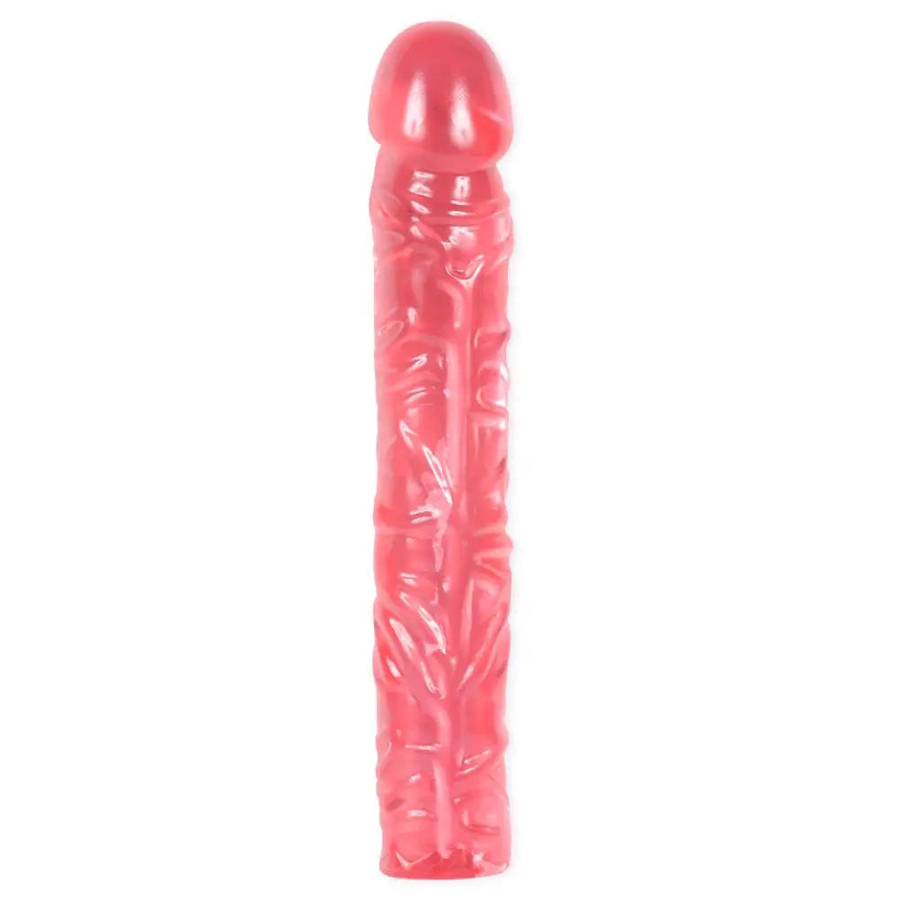 Penis-bruised-Classic 10-inch Large Pink Textured Realistic Jelly Penis Dildo