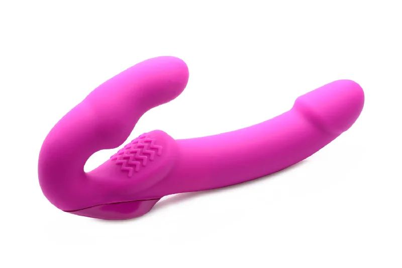 cock ring wet texture-Evoke Rechargeable Vibrating Silicone Strapless Strap on - Pink