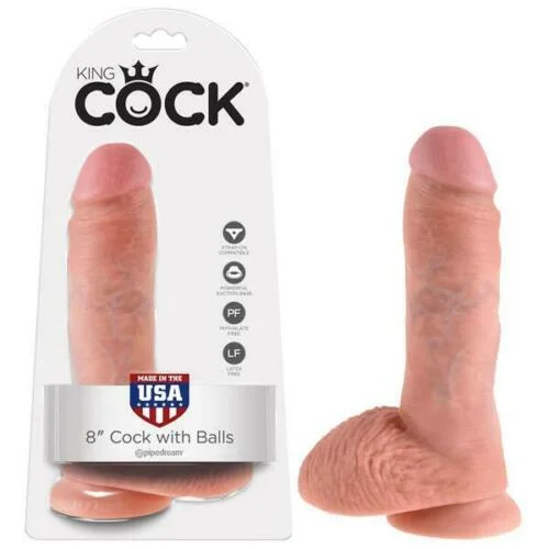 penis-growth-techniques-natural-Pipedream King Cock Realistic Dildo with Balls and Suction Cup Mount Base 8 inch Flesh