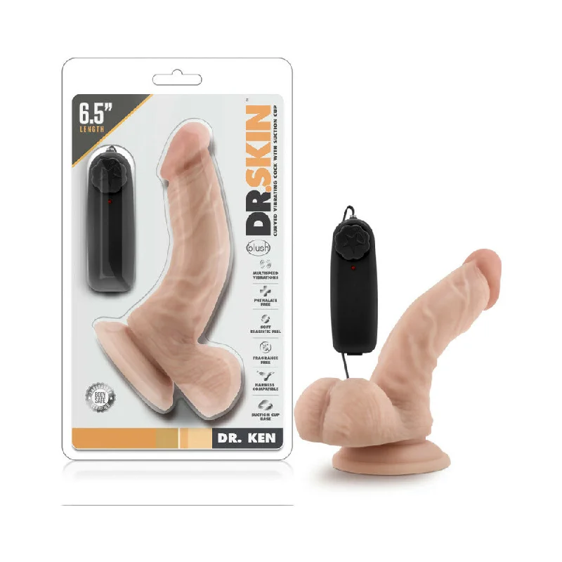 cock ring hushed vibration-Dr. Skin - Dr. Ken - 6.5in Vibrating Cock With Suction Cup - Vanilla