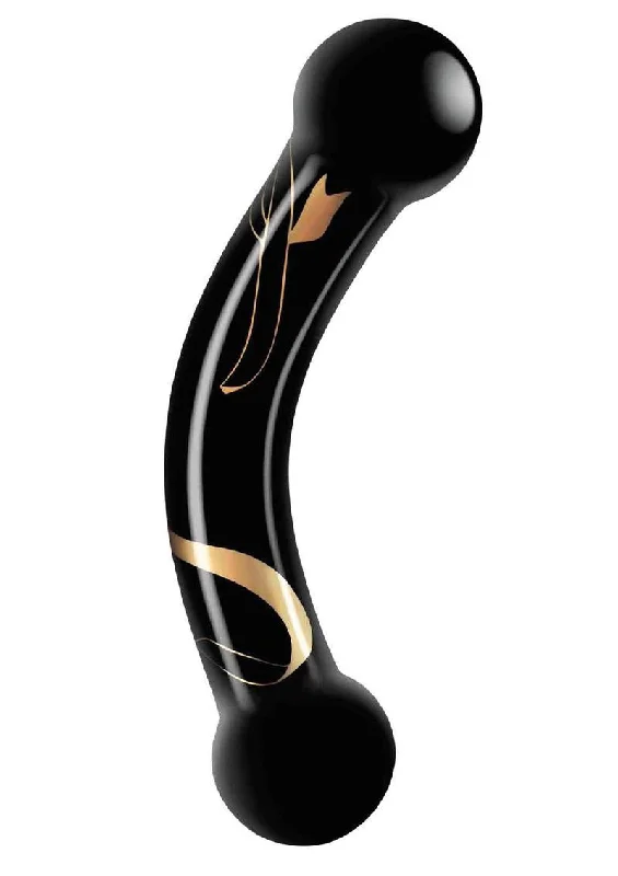 penis-erection-boosting-foods-Secret Kisses - 5.5 Inch Handblown Glass Double  Ended Dildo - Black