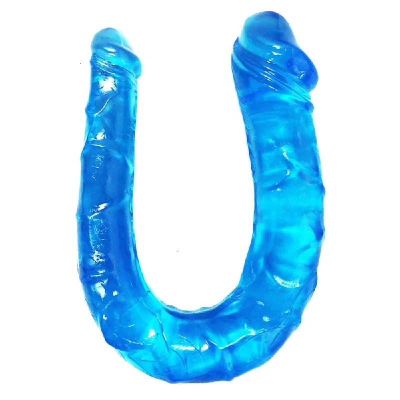 anal toys with hushed vibes-Jelly Double Head Long Anal Blue Dildo 2 in 1 |/| Grandes Ended Butt