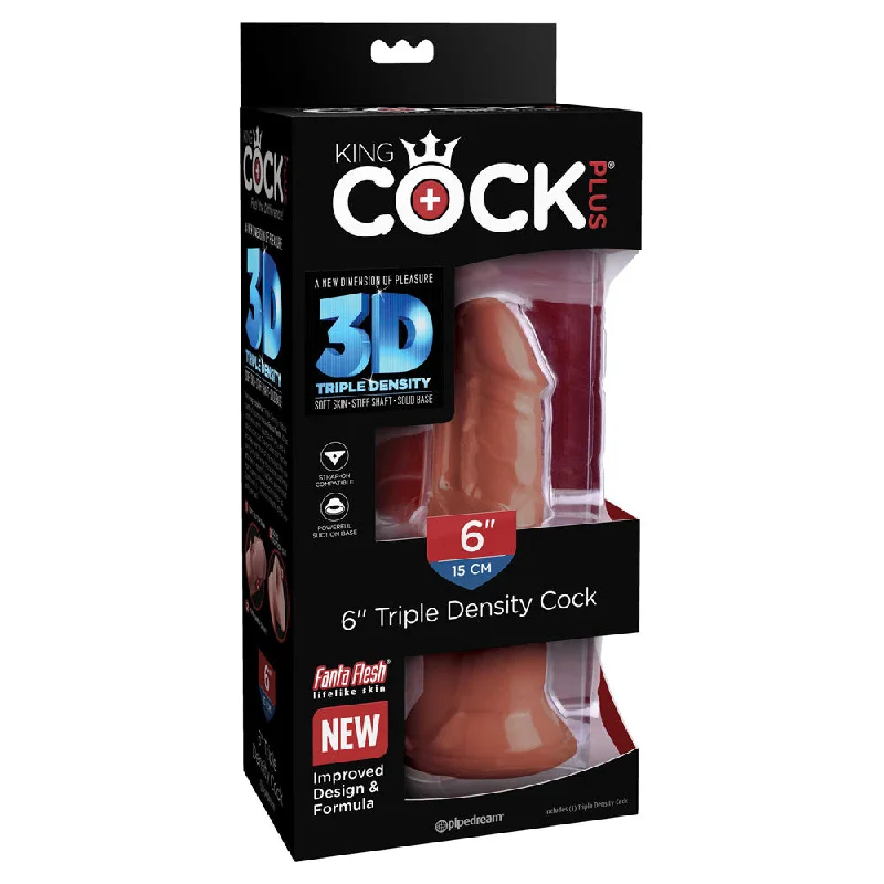 cock ring versatile style-King Cock Plus 6" Triple Density Cock Brown