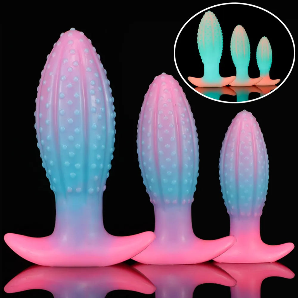 anal toys with movable beads-New Luminous Anal Toys Cute Soft Buttplug Female Masturbator Sex Toys For Women Skin Feeling Anal Plug Silicone Anal Dildos