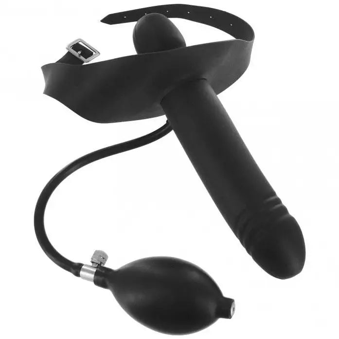 Penis-numb-Master Series 10-inch Inflatable Black Dildo Mouth Gag for Bdsm Couples