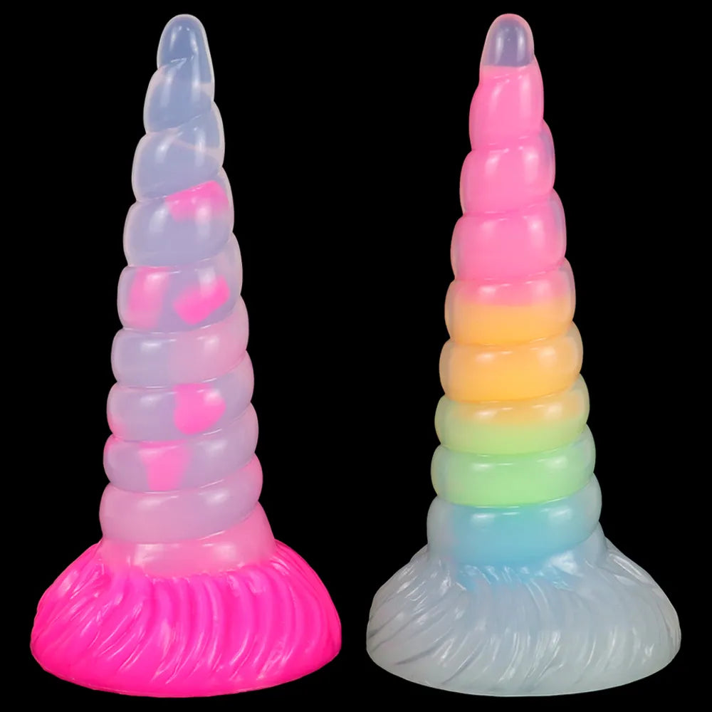 anal toys with pliable shaft-New Luminous Anal Toy Huge Silicone Screw Thread Anal Plug G-Spot Massage Dildo for Anal Glowing In Dark Sex Toys for Women