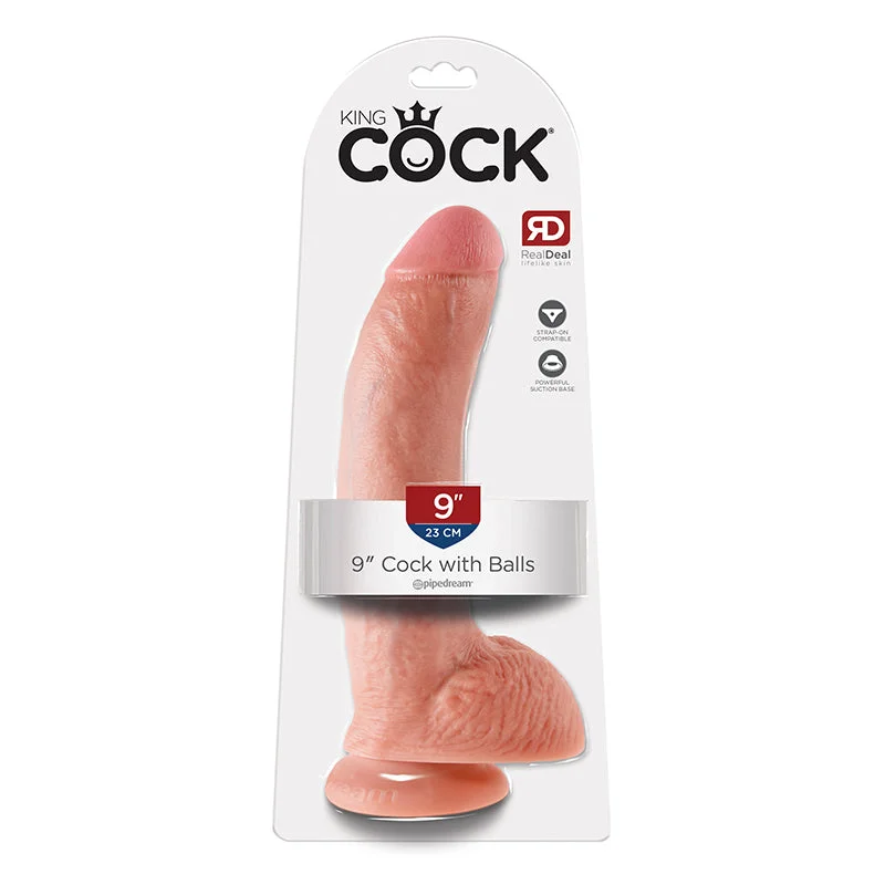 cock ring deluxe design-King Cock 9 inches Cock with Balls Beige