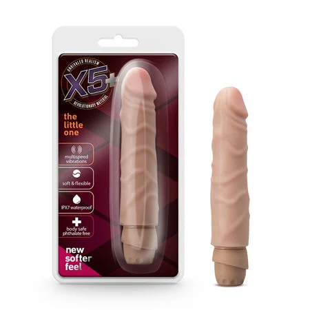 penis-pain-relief-natural-Blush X5 Plus The Little One Realistic 6.75 in. Vibrating Dildo Beige