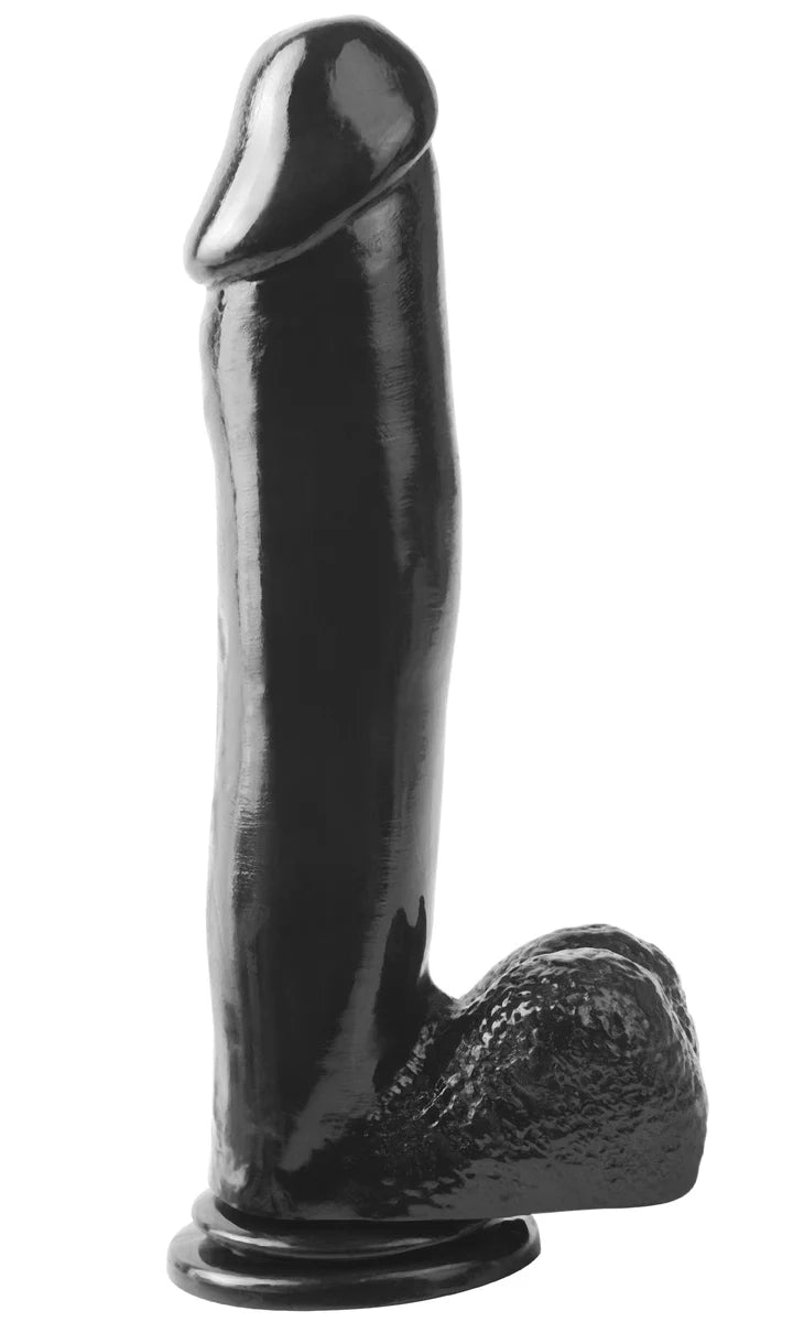 penis-discomfort-relief-fast-Pipedream Basix Rubber Works 12 inch Dong with Suction Cup Mount Base Black Realistic Dildo