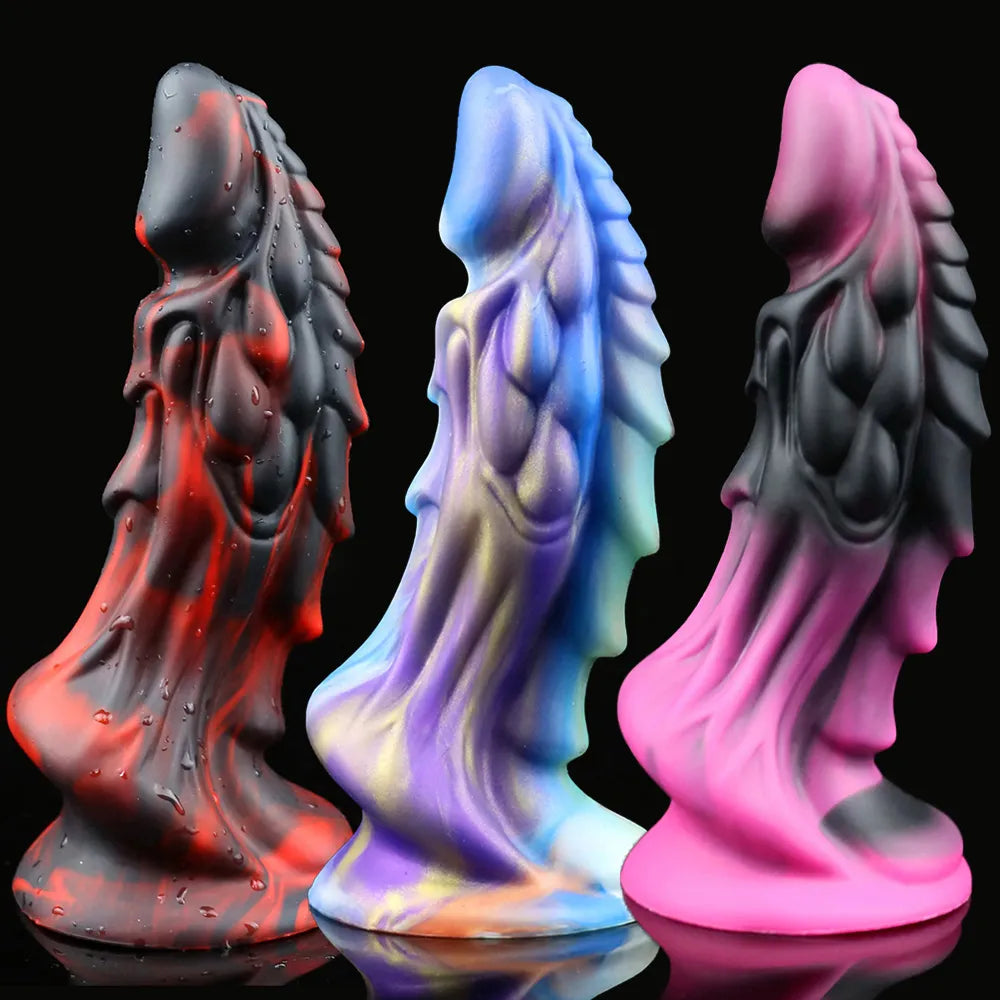 anal toys with stiff base-Dragon Dildo Silicone Realistic Dildo with Strong Suction Cup Monster Penis Anal Plug Adult Sex Toy for Women Hand-free Toys