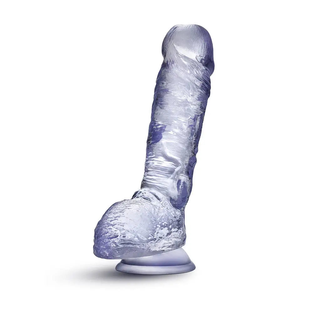 Penis-pressed-Blush Novelties Rubber Clear Realistic Dildo with Suction Cup