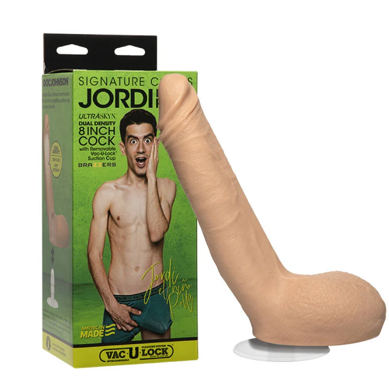 cock ring ultra design-Signature Cocks Jordi El Niño Polla 8 inch ULTRASKYN Cock with Removable Vac-U-Lock Suction Cup Vanilla