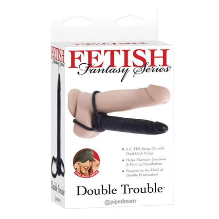 penis-health-screening-tips-Pipedream Fetish Fantasy Series Double Trouble Dual Cockring Strap-On With 5.5 in. Dildo Black