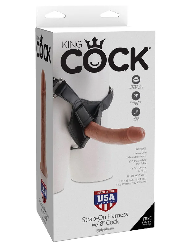 cock ring rapid design-King Cock Strap-on Harness With 8" Cock - Tan