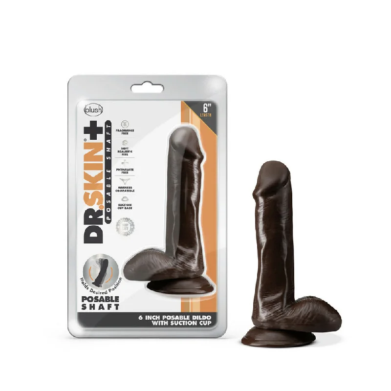 Penis-flawed-Dr. Skin Plus 6" Posable Dildo With Balls Chocolate