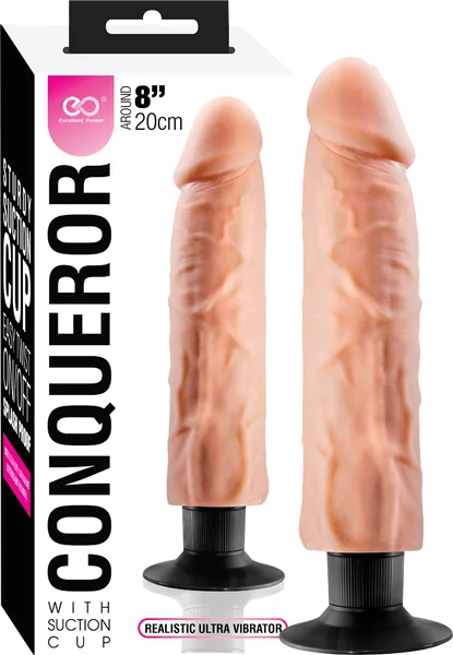 penis-hygiene-during-travel-Conqueror - 8" Dildo with Suction Cup - Flesh