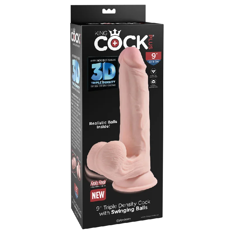 cock ring instant texture-King Cock Plus 9" Triple Density Cock With Swinging Balls