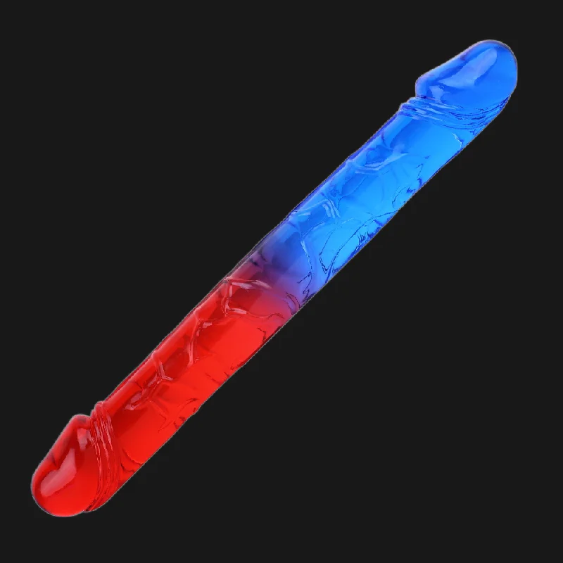 anal toys with smooth contours-Double Dildo Anal Butt Plug - Colored Realistic Dildos Sex Toys for Women Lesbian